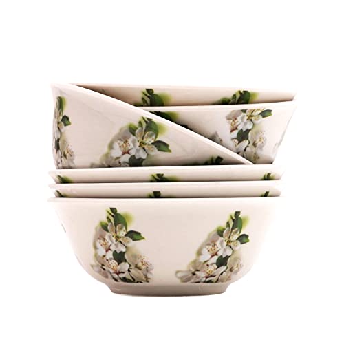 Bataniya Melamine Lilly Floral Designer Round Shape Unbreakable Snacks Bowl Set of 6 Piece, 4 inch, Capacity- 250 ML - Image 2