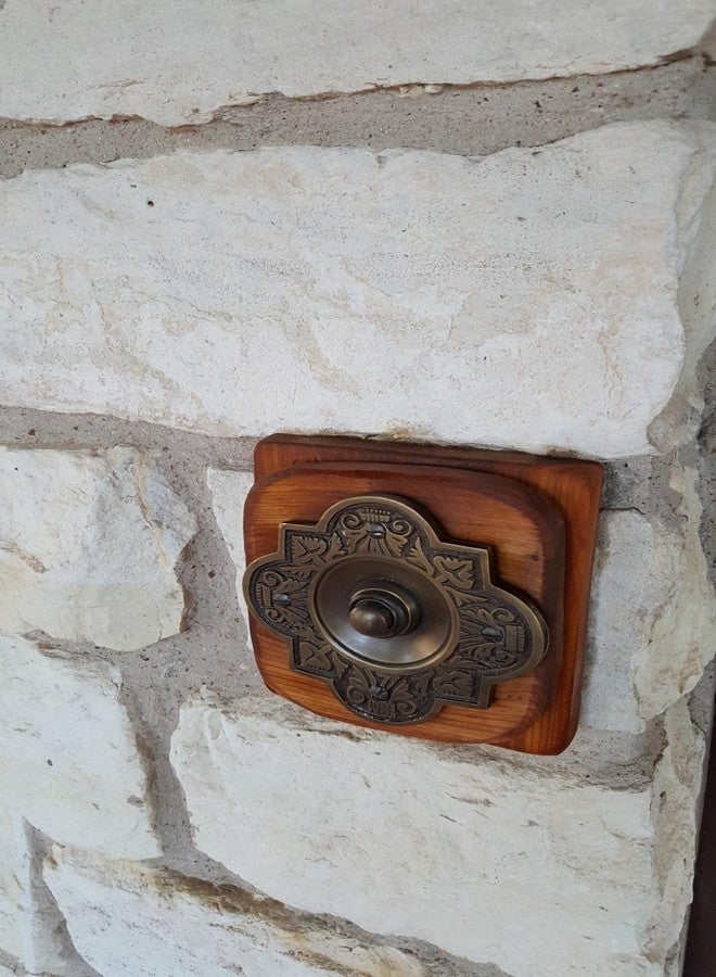 A29 Wired Brass Doorbell Chime Push Button in Antique Brass Finish Vintage Decorative Door Bell with Easy Installation, 3 3/4" X 3 3/4" - Image 2