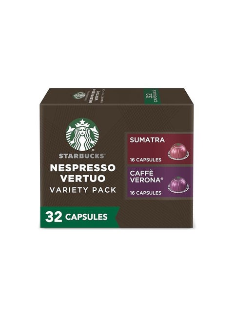 Starbucks by Nespresso Dark Roast Variety Pack Coffee (32-count single serve capsules, compatible with Nespresso Vertuo Line System)