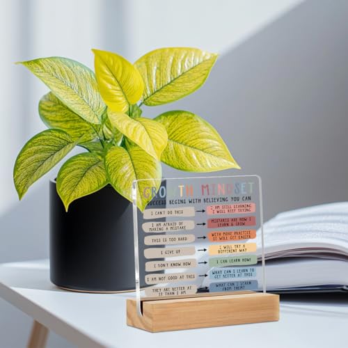 CFGBFDGH Growth Mindset Table Desk Decors, Positive Affirmations Acrylic Sign, Inspirational Gifts for Women, Counseling Room Therapy Office Home Classroom Bedroom Decor - Image 3
