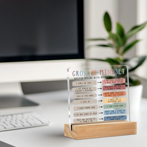 CFGBFDGH Growth Mindset Table Desk Decors, Positive Affirmations Acrylic Sign, Inspirational Gifts for Women, Counseling Room Therapy Office Home Classroom Bedroom Decor - Image 4