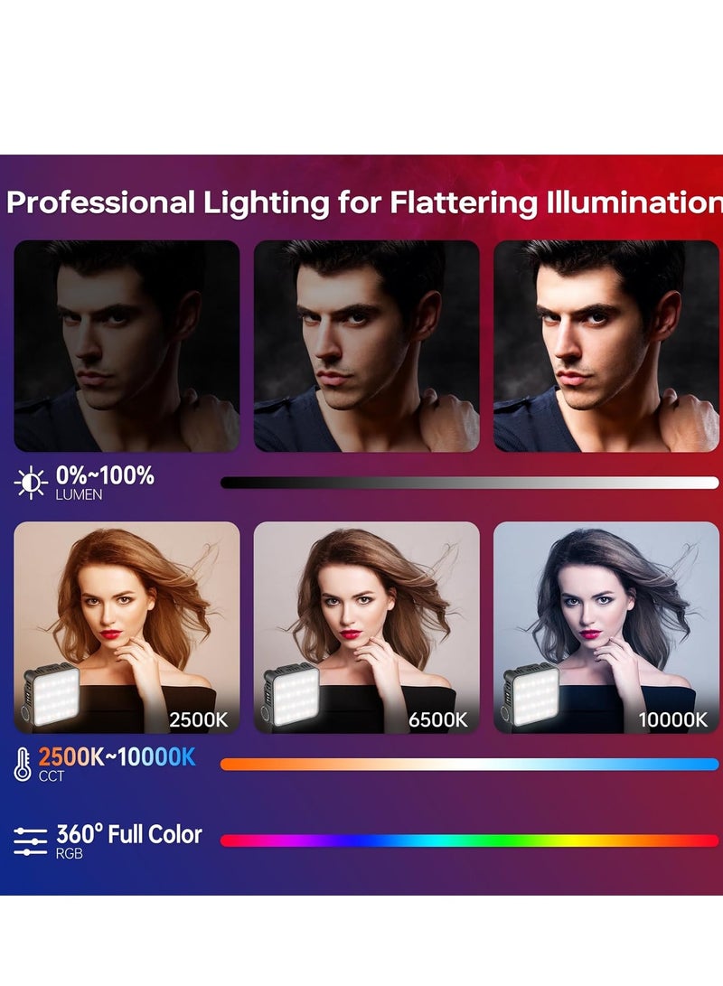 Zhiyun ZHIYUN CINEPEER CM15 15W RGB Video Light Selfie Light 360° Full Color Camera Light with Cold Shoe 2600mAh CRI 94+ 2500k~10000k Rechargeable Portable Outdoor Photography Lighting Fill Handheld Light  - Image 3