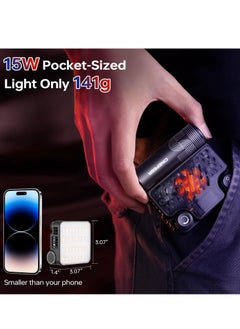 Zhiyun ZHIYUN CINEPEER CM15 15W RGB Video Light Selfie Light 360° Full Color Camera Light with Cold Shoe 2600mAh CRI 94+ 2500k~10000k Rechargeable Portable Outdoor Photography Lighting Fill Handheld Light  - Image 5