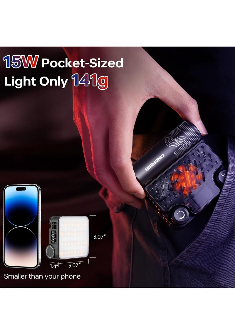 Zhiyun ZHIYUN CINEPEER CM15 15W RGB Video Light Selfie Light 360° Full Color Camera Light with Cold Shoe 2600mAh CRI 94+ 2500k~10000k Rechargeable Portable Outdoor Photography Lighting Fill Handheld Light  - Image 5