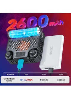 Zhiyun ZHIYUN CINEPEER CM15 15W RGB Video Light Selfie Light 360° Full Color Camera Light with Cold Shoe 2600mAh CRI 94+ 2500k~10000k Rechargeable Portable Outdoor Photography Lighting Fill Handheld Light  - Image 2