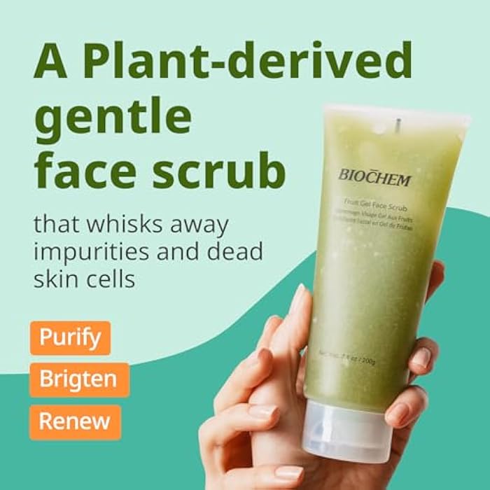 BIOCHEM Fruit Gel Face Scrub, Gentle Face Exfoliator Deep Clean Facial Scrub for black head remover for face, Exfoliating, Smooth, Hydrated, Daily Facial Scrub for All Skin Types (7.1 fl oz / 200 g) - Image 2