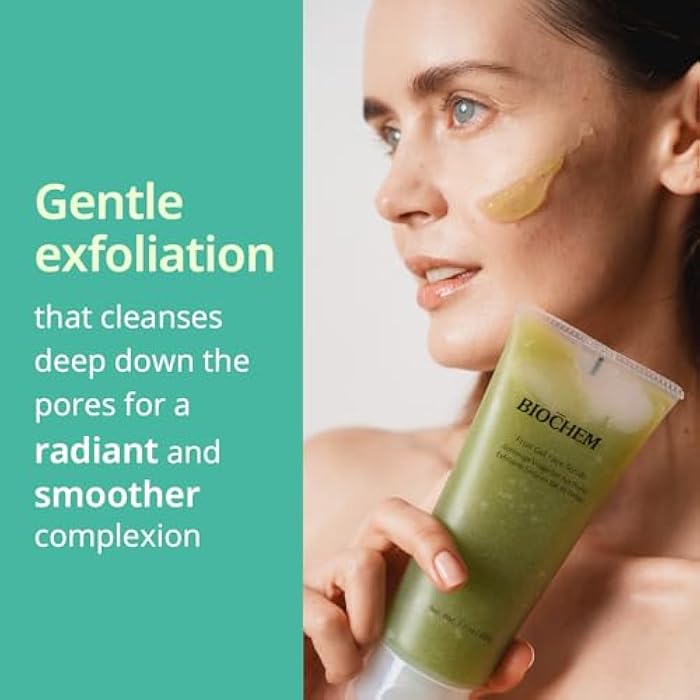 BIOCHEM Fruit Gel Face Scrub, Gentle Face Exfoliator Deep Clean Facial Scrub for black head remover for face, Exfoliating, Smooth, Hydrated, Daily Facial Scrub for All Skin Types (7.1 fl oz / 200 g) - Image 5