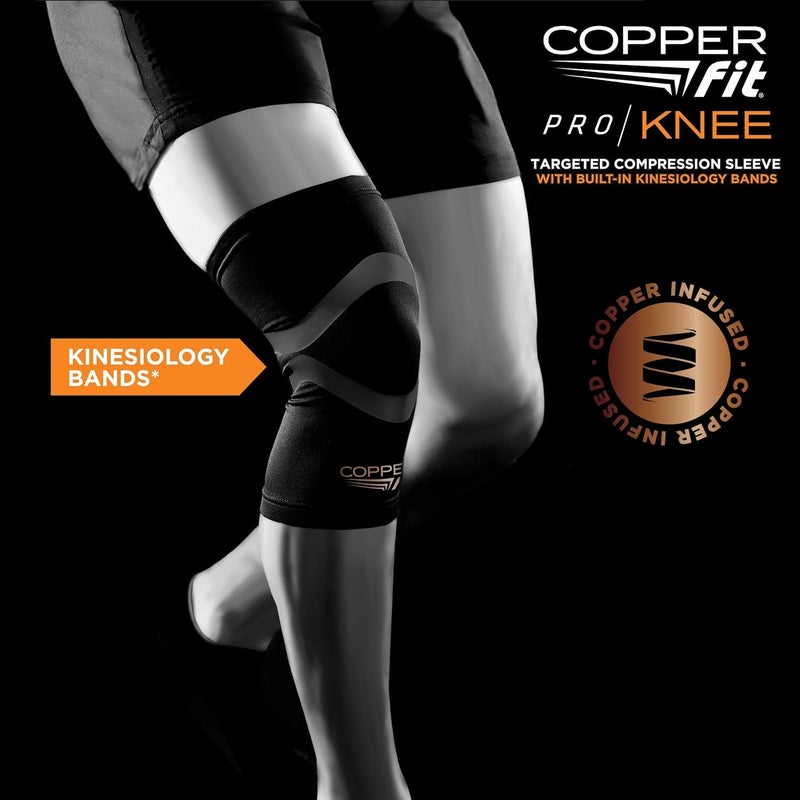 Copper Fit Pro Series Compression Knee Sleeve, Black with Copper Trim, Large, Packaging may Vary - Image 3