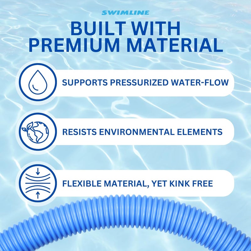 Swimline HYDROTOOLS Swimming Pool Vacuum Hose With Kink-Resistant Swivel Cuff 1.25'' X 24' For Inground Pools - Compatible With Vacuum Heads, Skimmers, Filter Pump Inlets, And Other Pool Accessories - Image 4