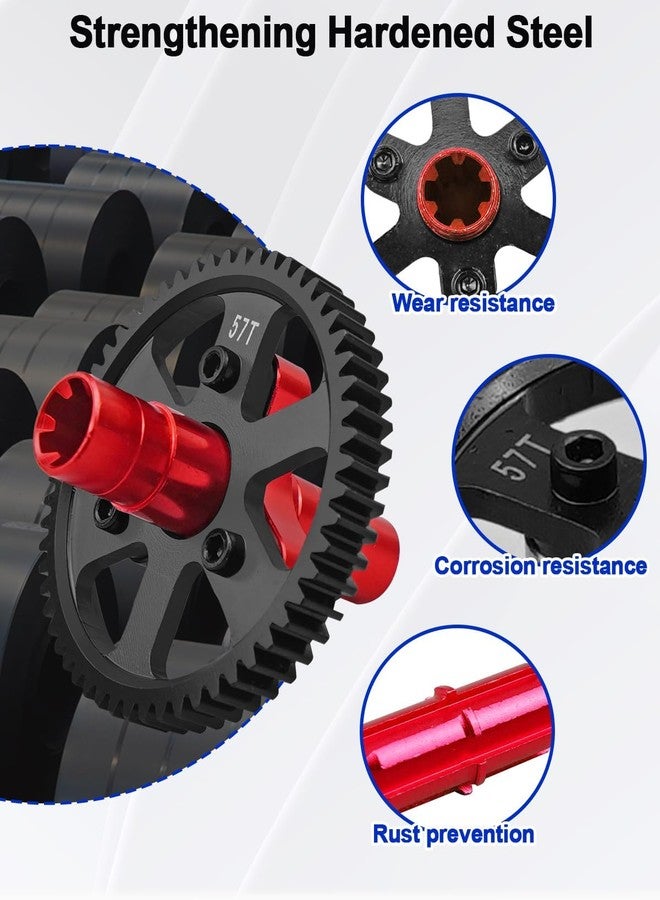 TIKSCIENCE Steel 57T Slipper Clutch 0.8 Pitch Upgrades Part Fit for 1/10 Arrma Granite Senton Vorteks Big Rock 3S Kraton Outcast 4S 1/8 Typhon 3S Replace ARA310948, Metal Slipper Clutch Hop Ups, Red - Image 2
