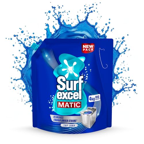 Surf Excel Matic Top Load Liquid Detergent 4L Refill Pouch, Specially designed to remove Tough Dried Stains, 1st time in Washing Machine - Image 3