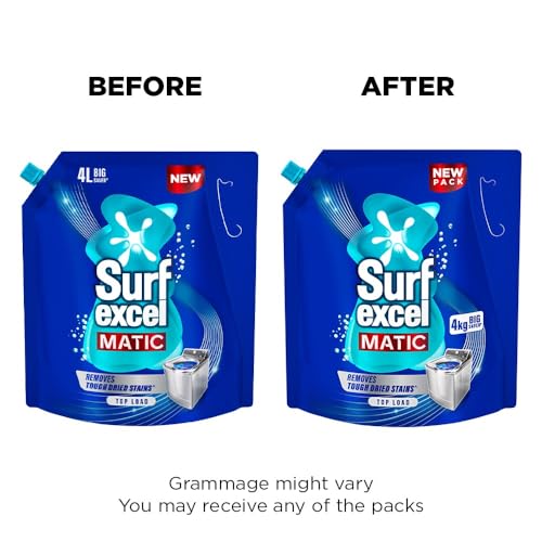 Surf Excel Matic Top Load Liquid Detergent 4L Refill Pouch, Specially designed to remove Tough Dried Stains, 1st time in Washing Machine - Image 2