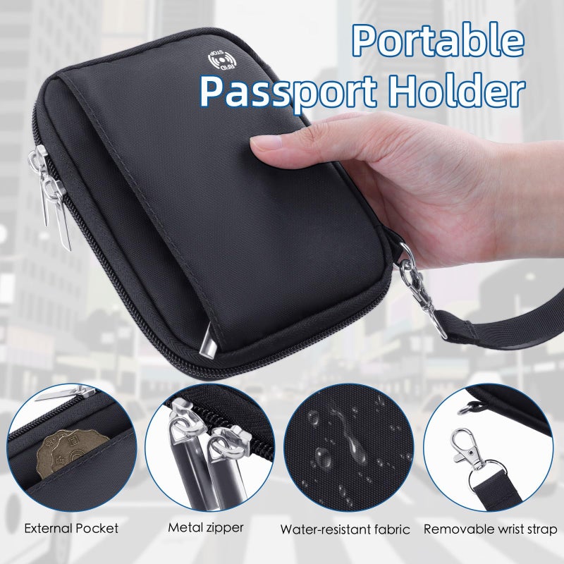 WALNEW Passport Holder for Travel - RFID Blocking Travel Wallet Essentials Organizer with Card Slots & Zipper Pocket (Women/Men) - Image 3