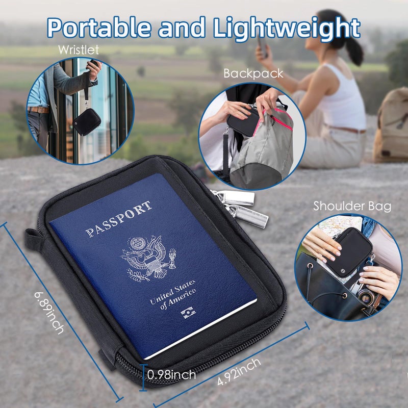 WALNEW Passport Holder for Travel - RFID Blocking Travel Wallet Essentials Organizer with Card Slots & Zipper Pocket (Women/Men) - Image 5