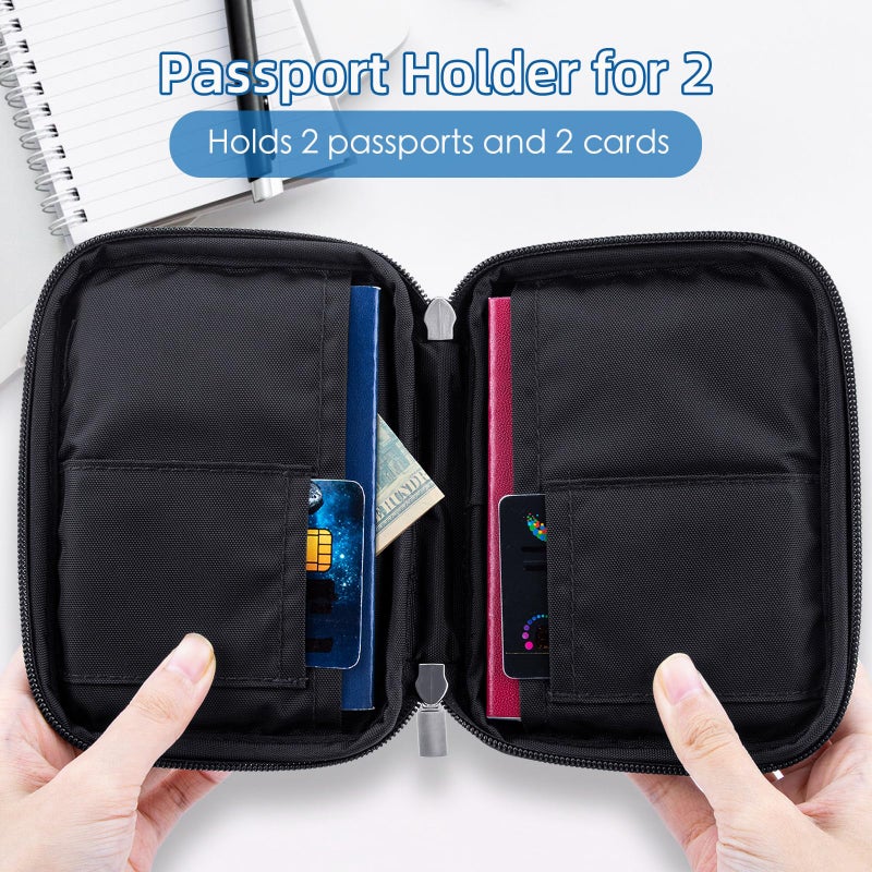 WALNEW Passport Holder for Travel - RFID Blocking Travel Wallet Essentials Organizer with Card Slots & Zipper Pocket (Women/Men) - Image 4