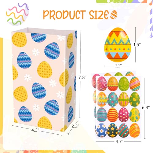 Linelglobal Easter Treat Bag, Small Easter Goodie Paper Bag, Easter Party Favor Bags Bulk, Egg Bunny Chick 24 Pack - Image 2