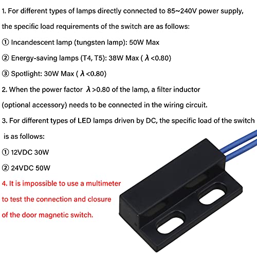 Bstinay AC110-220V Door Window Reed Switch Black Normally Open Magnetic Door Contacts Switch - Image 3