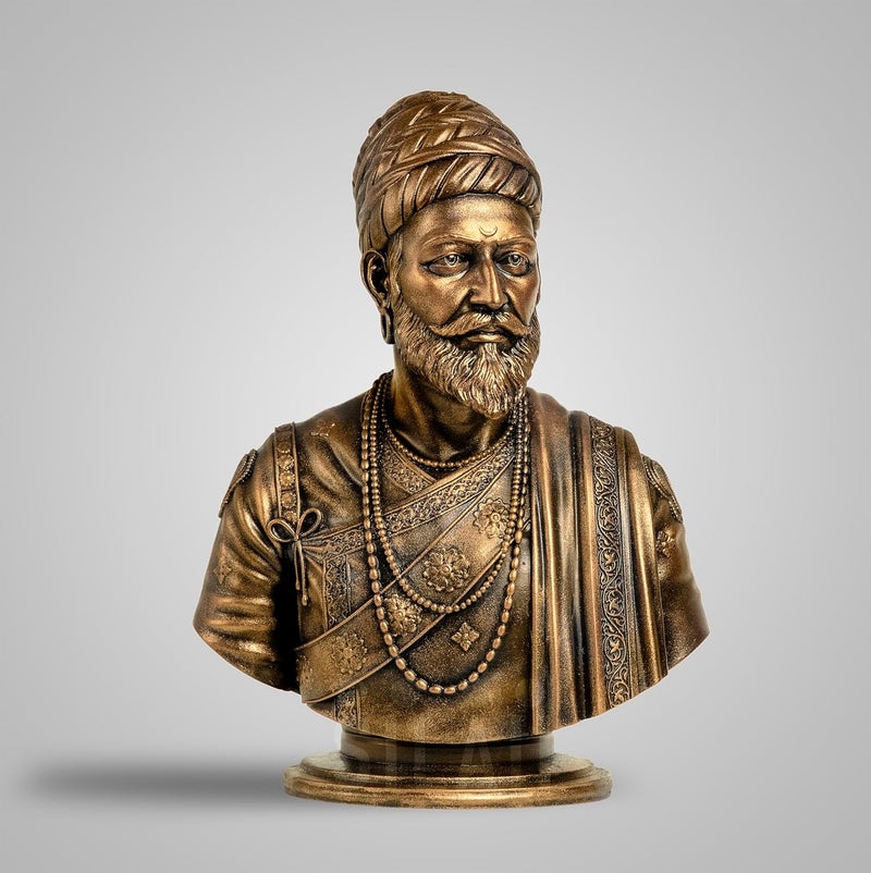 SILAII Chhatrapati Shivaji Maharaj Sculpture 5 INCH Antique Bronze Colour - Image 1