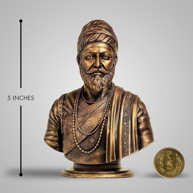 SILAII Chhatrapati Shivaji Maharaj Sculpture 5 INCH Antique Bronze Colour - Image 2