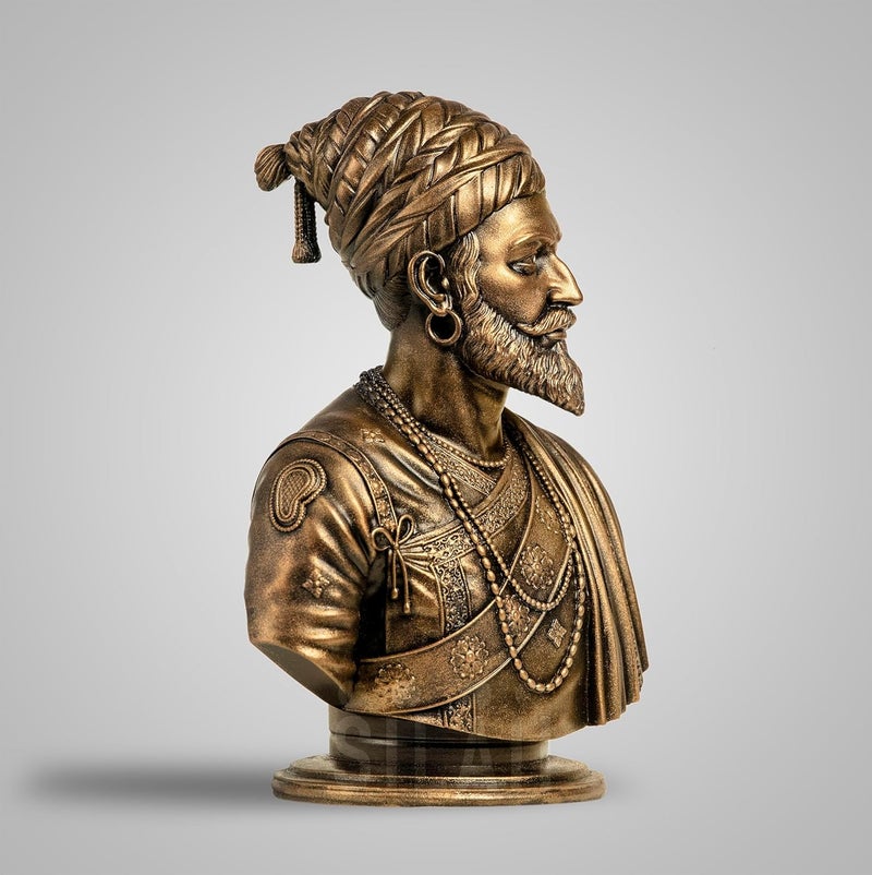 SILAII Chhatrapati Shivaji Maharaj Sculpture 5 INCH Antique Bronze Colour - Image 3