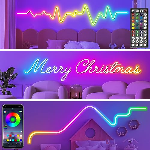 SINLEY Led Neon Rope Lights 100FT,Control with App/Remote,Flexible Led Rope Lights,Multiple Modes,IP68 Outdoor RGB Neon Lights Waterproof,Music Sync Gaming Led Strip Lights for Bedroom Indoor - Image 4