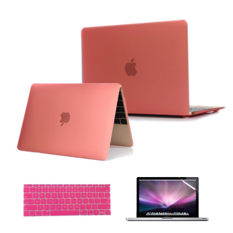 Se7enline Compatible with MacBook 12 inch Case Model A1534 20152016201720182019 Version Laptop Hard Shell Protective CaseKeyboard Cover SkinScreen ProtectorPink - Image 2