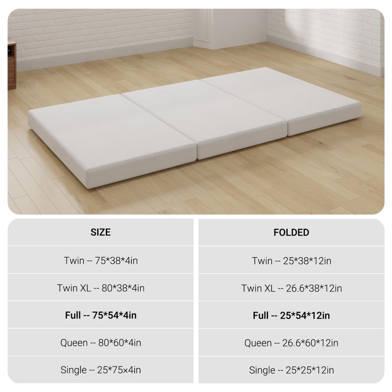 Avenco Folding Mattress, 4 Inch Trifold Mattress, Twin Size Folding Mattress for Indoors, RV/Camper Van, Travel, Camping, Guest Room-Breathable Cover & Non-Slip Bottom - Image 3