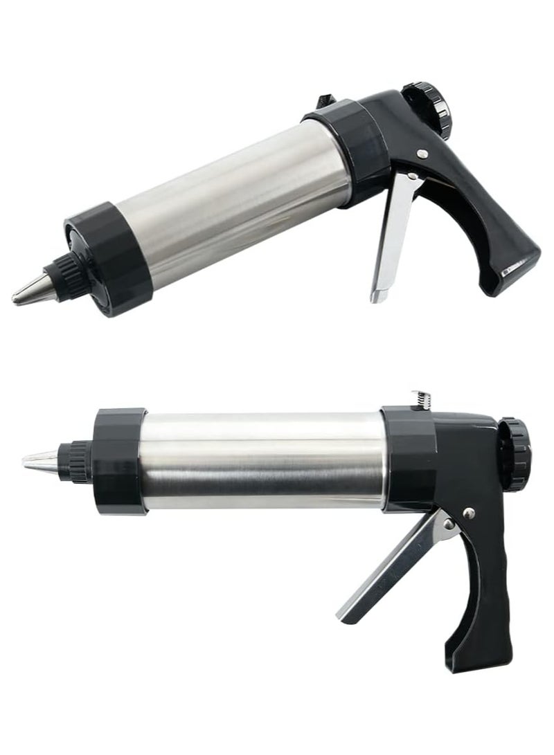 طقم مكبس بسكويت الكوكيز وكريمة تزيين الكيك من الفولاذ المقاوم للصدأ مع مسدس كريمة تزيين، 13 قطعة من إعدادات التزيين - Image 2