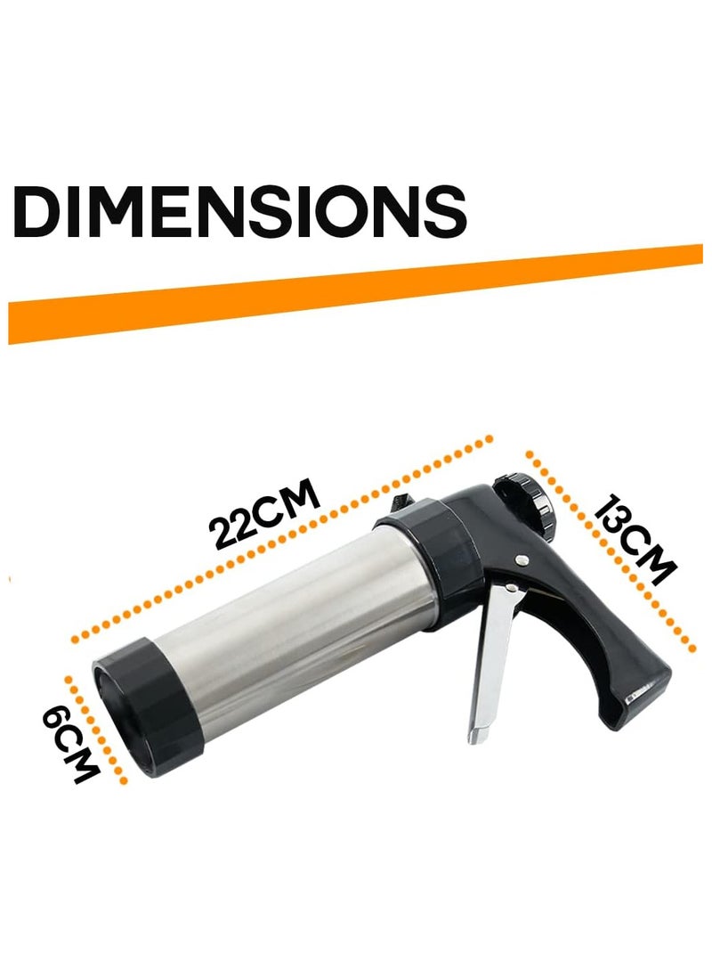 طقم مكبس بسكويت الكوكيز وكريمة تزيين الكيك من الفولاذ المقاوم للصدأ مع مسدس كريمة تزيين، 13 قطعة من إعدادات التزيين - Image 3