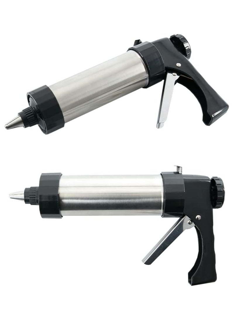 طقم مكبس بسكويت الكوكيز وكريمة تزيين الكيك من الفولاذ المقاوم للصدأ مع مسدس كريمة تزيين، 13 قطعة من إعدادات التزيين - Image 5