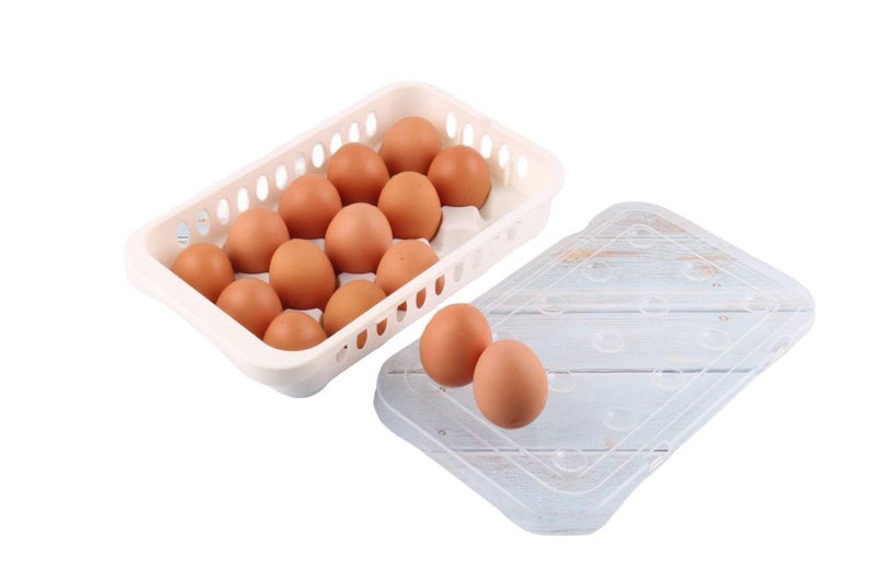 Egg Storer Holder Container Fridge Egg Organizer Stackable Box Fresh-Keeping Transparent Kitchen Tools Accesories Refrigerator - 15 Hole (White)
