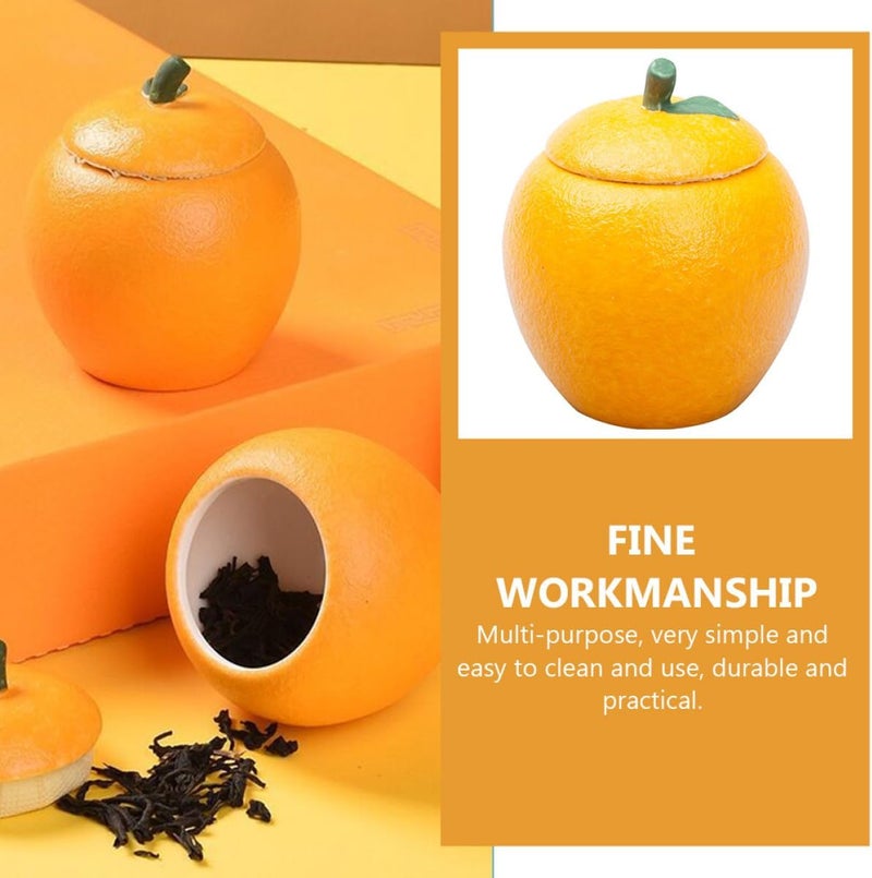 Angoily Ceramic Tea Canister with Lid 150ml Orange Shaped Tea Container Porcelain Storage Jar and Nuts Kitchen Pantry Food Holder - Image 5