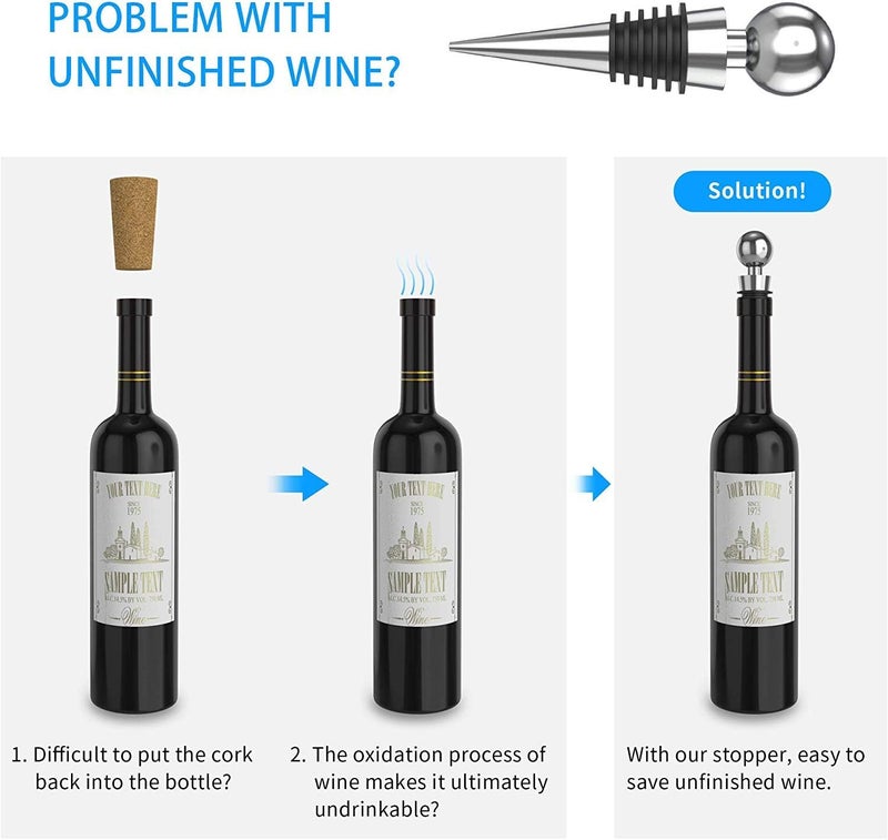 IPOW Wine Opener, Zinc Alloy Wine Bottle Opener, Wing Corkscrew Heavy Duty, Manual Multifunctional Cork Screw for Waiter, Upgraded Black - Image 5