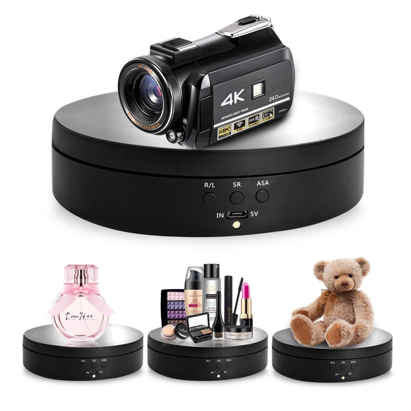Foleto Rotating Display Stand 360 Degree Motorized Turntable Display Stand for Photography Products and Shows with USB Power Cable Max Load 66Lb Video Shooting Props Black 54