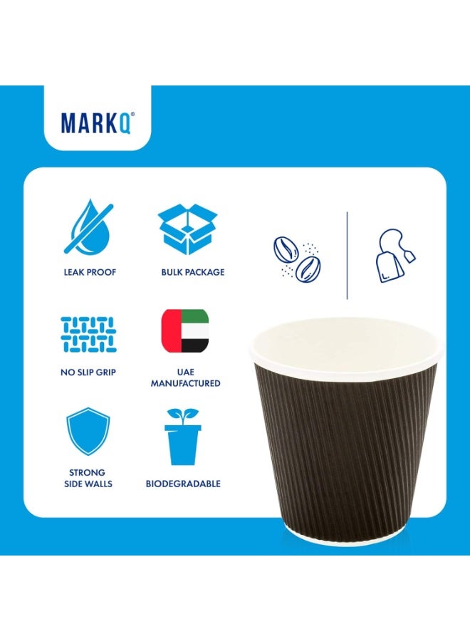 Three-ply corrugated disposable paper cups for hot coffee, suitable for hot and cold beverages - black color, [50 cups] 8 oz. - Image 4