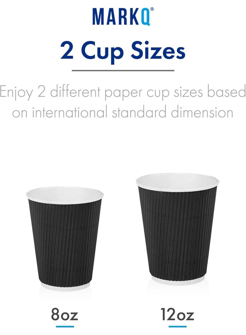 Three-ply corrugated disposable paper cups for hot coffee, suitable for hot and cold beverages - black color, [50 cups] 8 oz. - Image 5