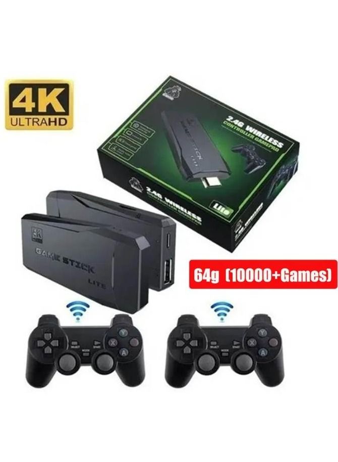 4K HD video game console, dual 2.4G wireless controllers, plug-and-play video game stick, built-in 10,000 games, retro handheld game console  - Image 1