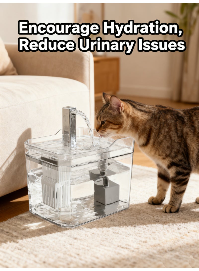 30-Day Battery Life Pet Water Fountain, 1.5L, Auto Shut-Off, Easy Clean - Image 1