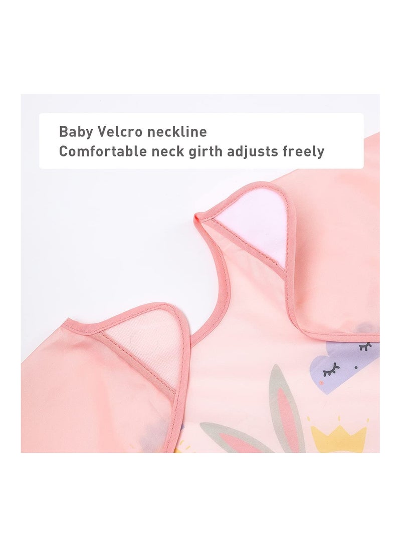 SOLARAE 3 Pcs Long Sleeve Baby Bibs, Unisex Waterproof Feeding Bibs Smock Apron Set for 6-24 Months Infant Child Toddler - Image 4