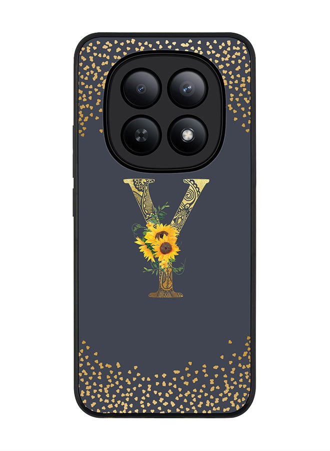 For Xiaomi Redmi Note 15 5G / Poco M8 Case,Slim fit Camera Protection, Shockproof Thin Phone cover  - Custom Floral Monogram - Y  (Grey )