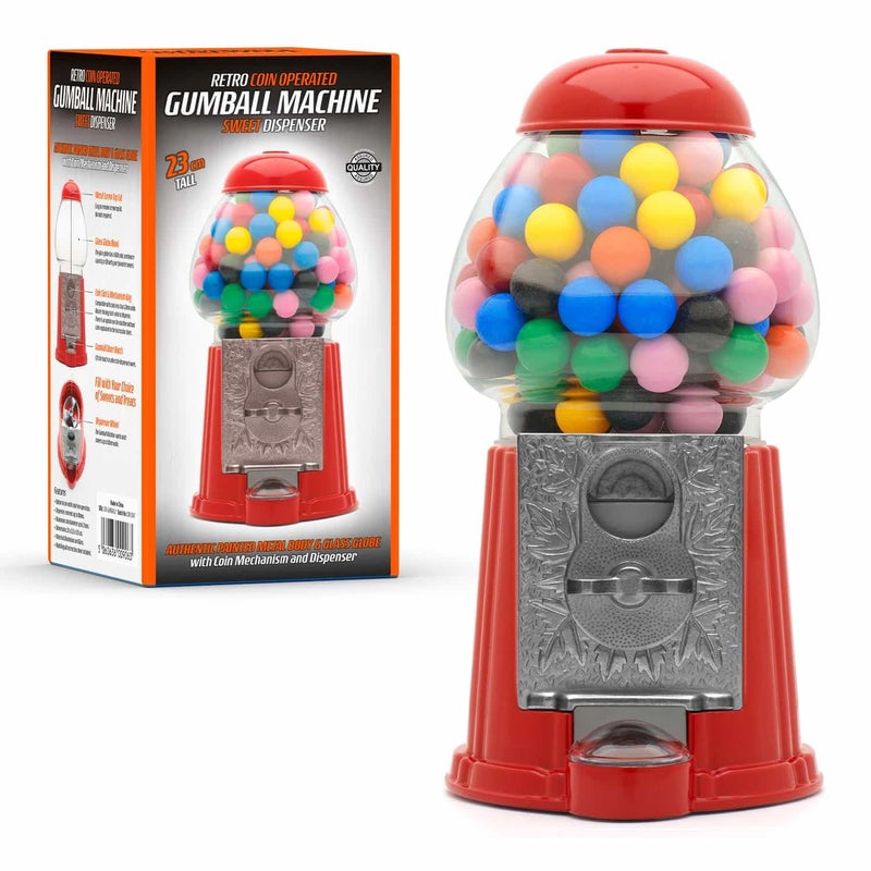 CKB LTD Gumball Machine Retro Sweet Dispenser Storage Piggy Bank Money Box Coin Operated Saver H23cm Red Small Size 23 x 125 x 115cm