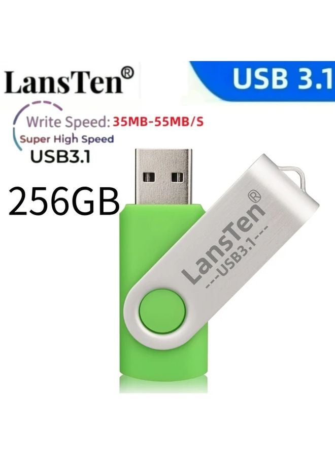 LansTen 256GB USB 3 1 Flash Drive Swivel Thumb Drive Keychain Memory Stick - Image 1