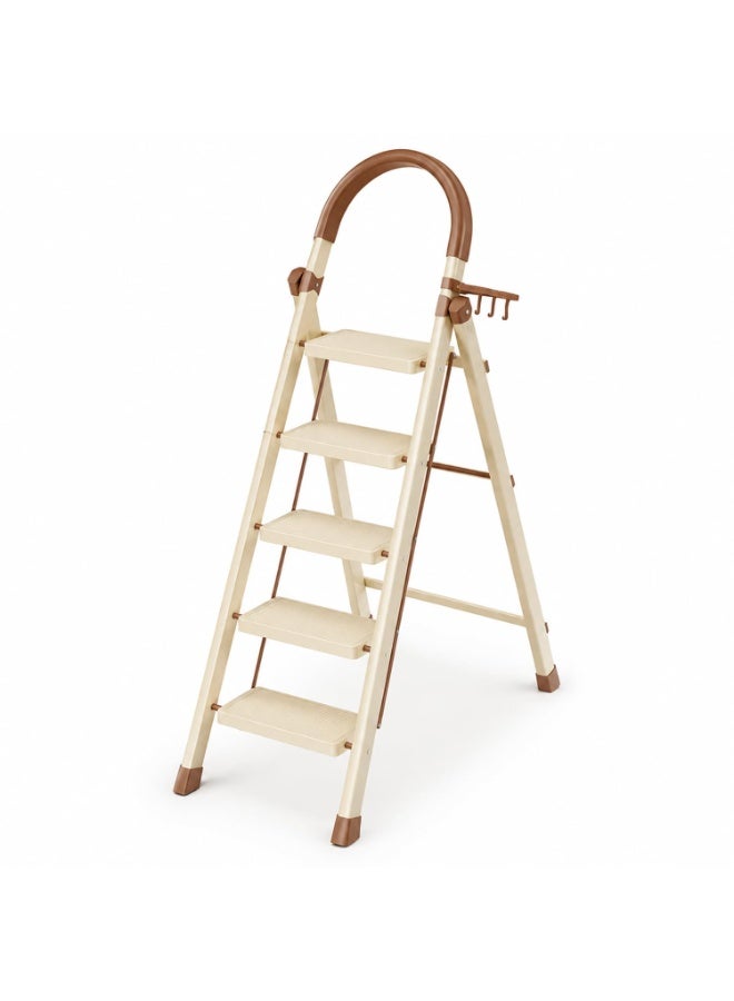 DubaiGallery Premium Folding Ladder with Safety Handrail This beautifully designed folding ladder provides excellent balance between functionality and appearance, featuring multiple spacious steps, a supportive handrail, sturdy frame, anti-slip feet, and useful side hooks for convenient household storage and everyday accessibility. - Image 2