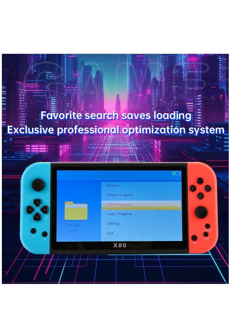 Generic - X80 Portable Game Console, 7-inch HD Display, 16GB+64GB, 10 Arcade Emulators, Versatile Multi-functional Retro Gaming Device - Image 1