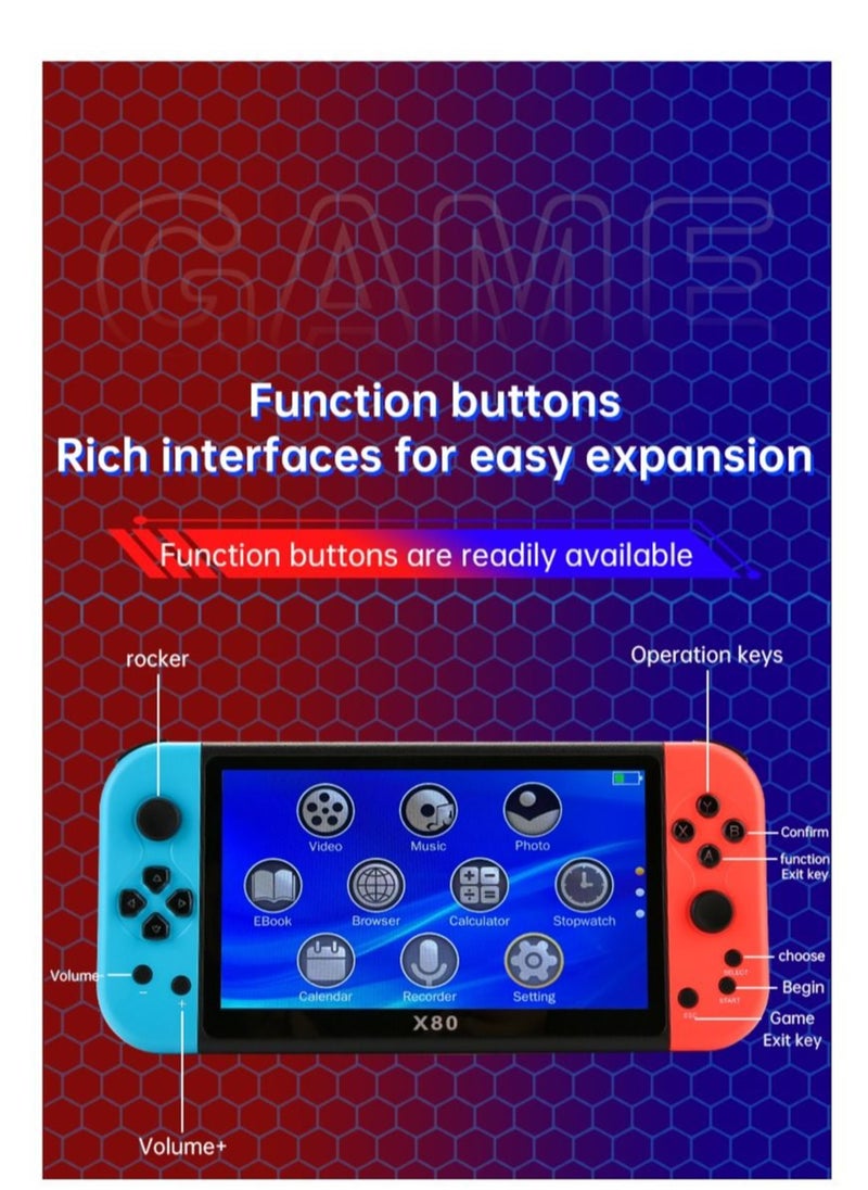 Generic - X80 Portable Game Console, 7-inch HD Display, 16GB+64GB, 10 Arcade Emulators, Versatile Multi-functional Retro Gaming Device - Image 1