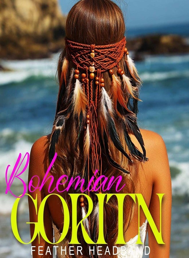 GORTIN Boho Feather Headband Indian Hippie Headpiece Festival Feather Hair Accessories for Women (Brown, Free size) - Image 3