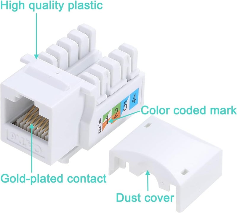 Greluma Air & land transit compatible 10pcs Cat6 Keystone Female Ethernet Wall Socket Cat6 Network Coupler - Cat5/5e/6 Compatible Multi-use qualified quality - Image 3