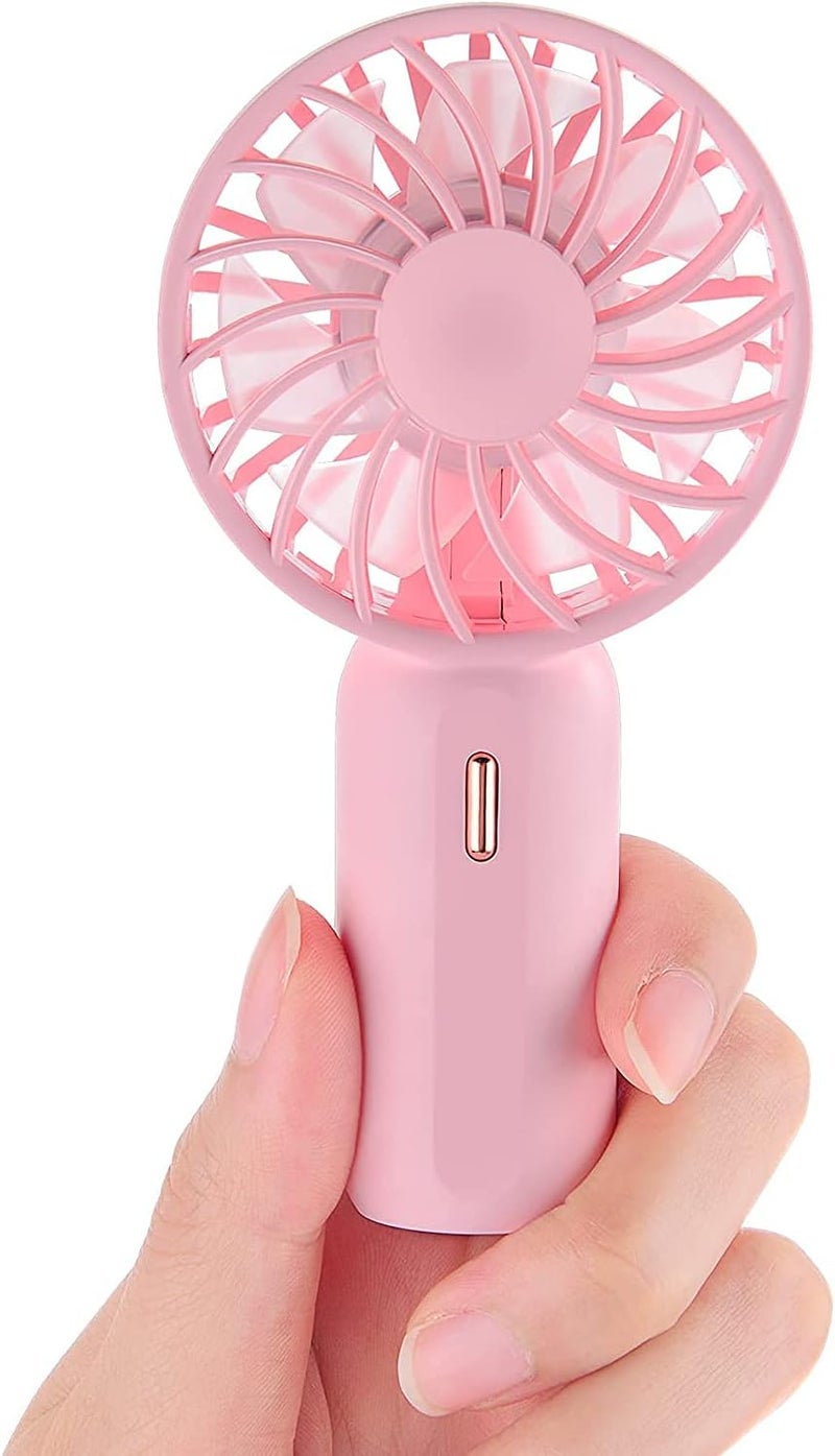 PADOM Handheld Mini Fan Battery Operated Small Personal Portable Fan Speed Adjustable USB Rechargeable Fan for Kids Girls Women Men Home Office Indoor Outdoor Travelling (Pink) - Image 1