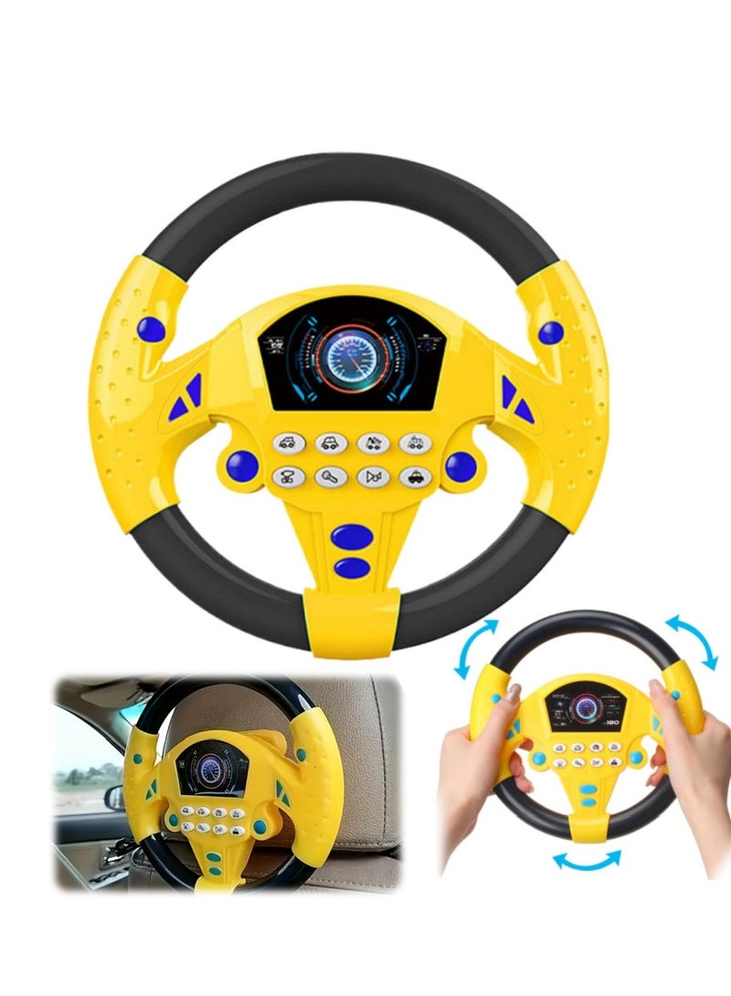 ممون لعبة عجلة قيادة محاكاة للقيادة مع أصوات وأضواء، عجلة قيادة واقعية للأطفال مع شفط 360 درجة قابلة للدوران للأطفال - Image 1