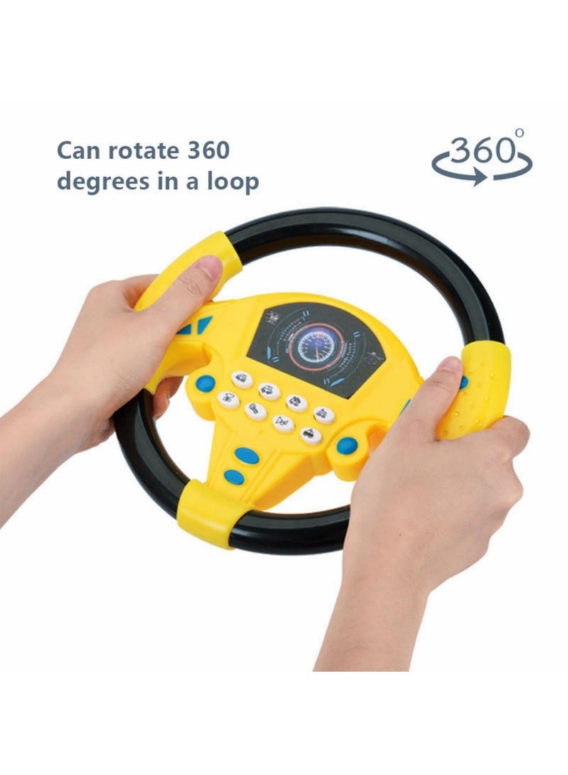 ممون لعبة عجلة قيادة محاكاة للقيادة مع أصوات وأضواء، عجلة قيادة واقعية للأطفال مع شفط 360 درجة قابلة للدوران للأطفال - Image 2